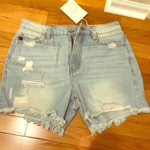 KanCan high rise destressed shorts